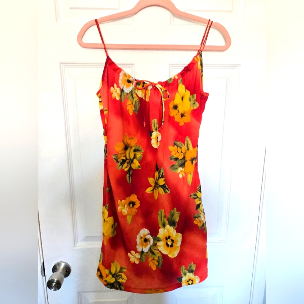 Vintage Floral Hawaiian Mini Dress Size Medium